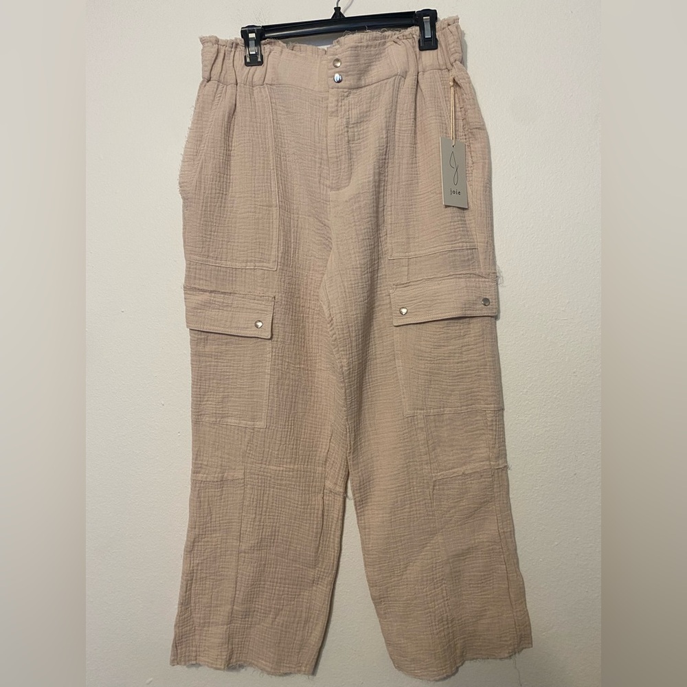 Joie cotton gauzey high rise straight cargo pants NEW